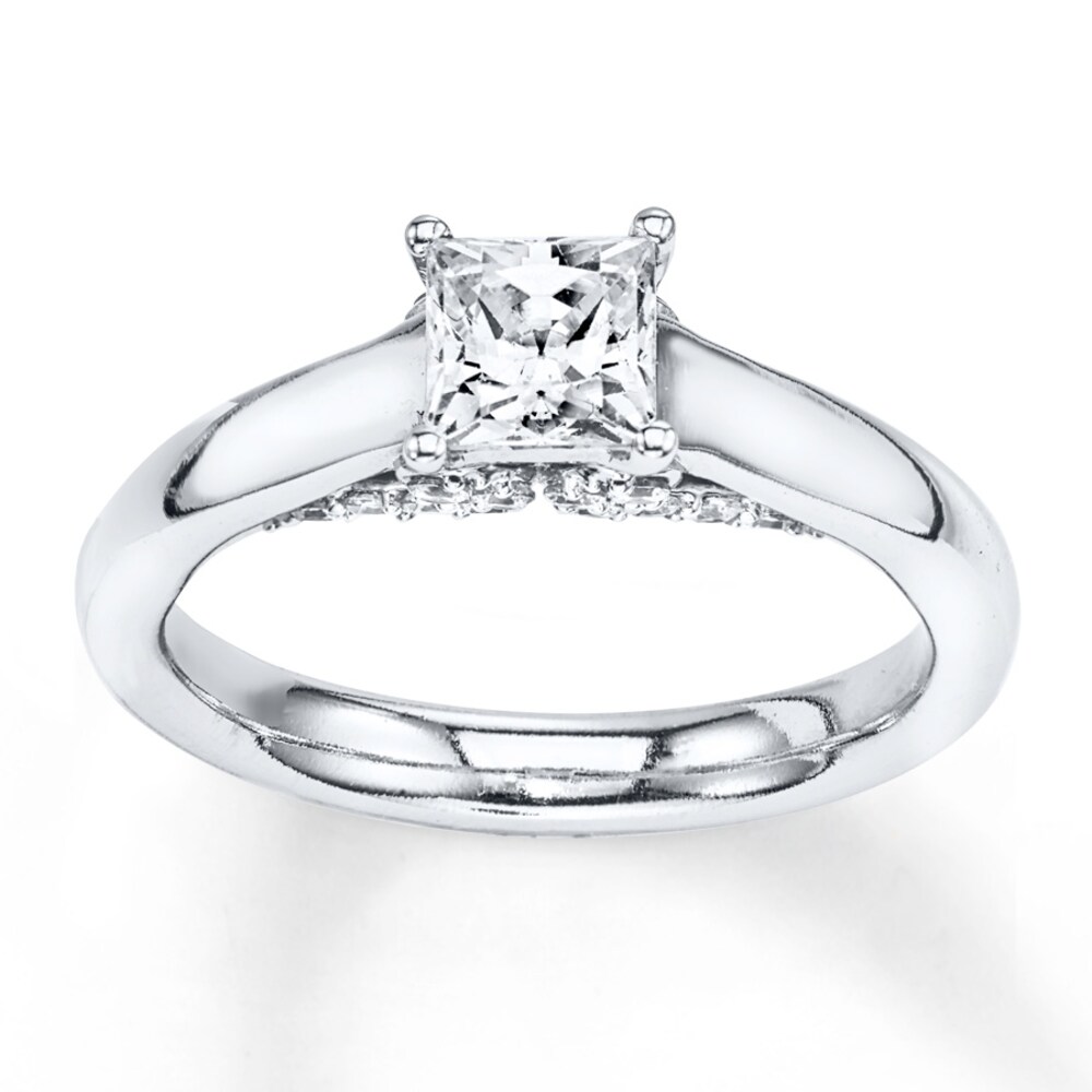 Diamond Engagement Ring 7/8 ct tw Princess-cut 14K White Gold 0uHCzY6d