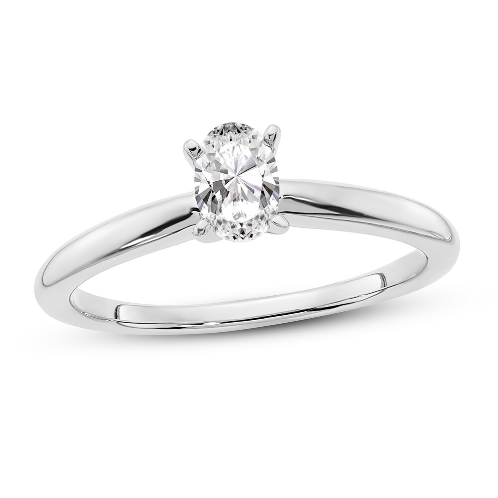 Diamond Solitaire Engagement Ring 1/2 ct tw Oval 14K White Gold (I1/I) 0us8MFZM