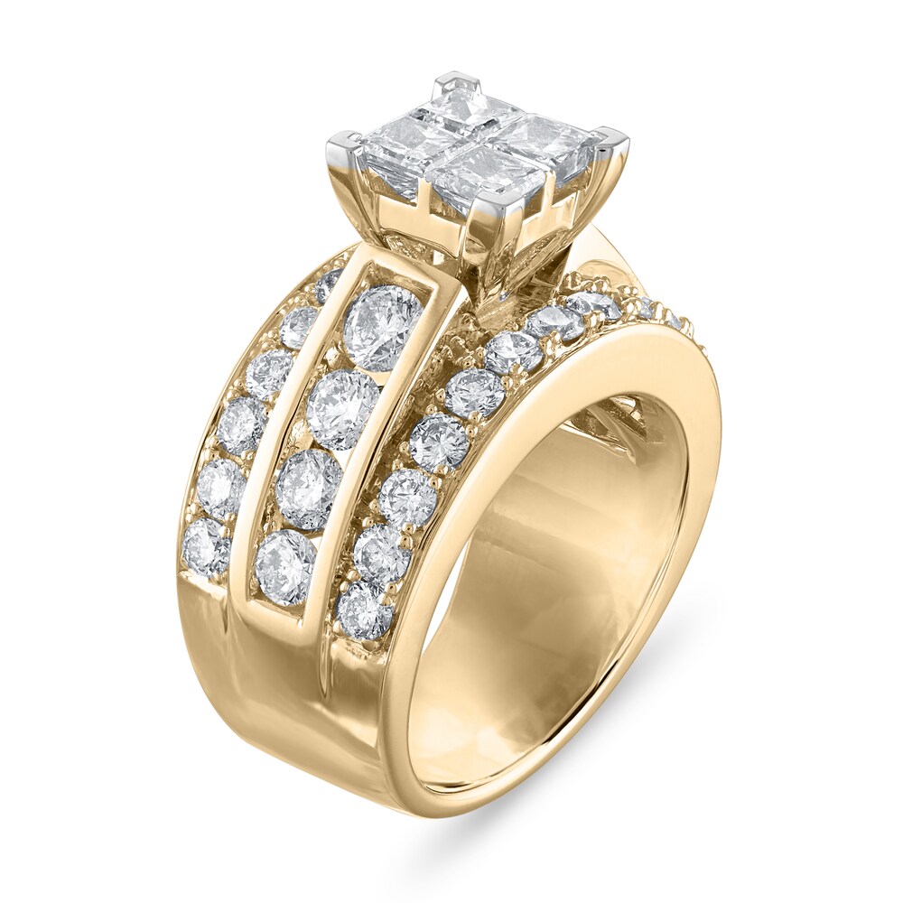 Diamond Engagement Ring 3-1/2 ct tw Princess/Round 14K Yellow Gold 12fr0Mid