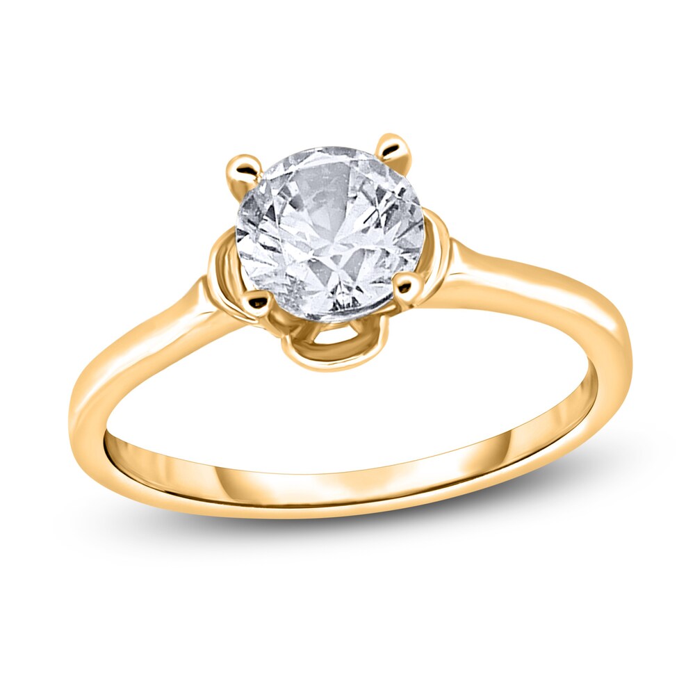 Diamond Solitaire Floral Engagement Ring 1-1/2 ct tw Round 14K Yellow Gold (I2/I) 18dXJYr9