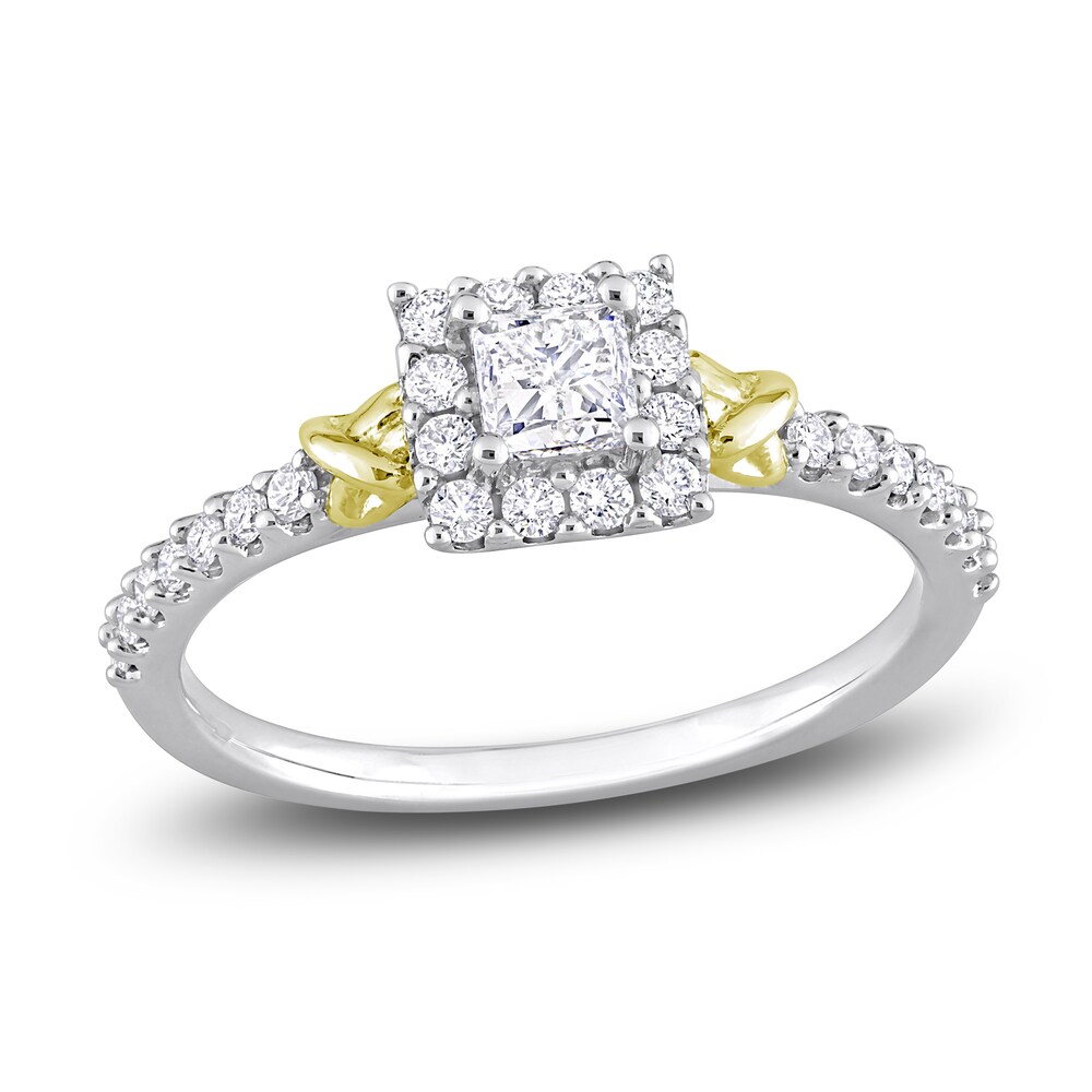 Diamond Y-Knot Ring 1/4 ct tw Princess/Round 14K Two-Tone Gold 1AarfNTh