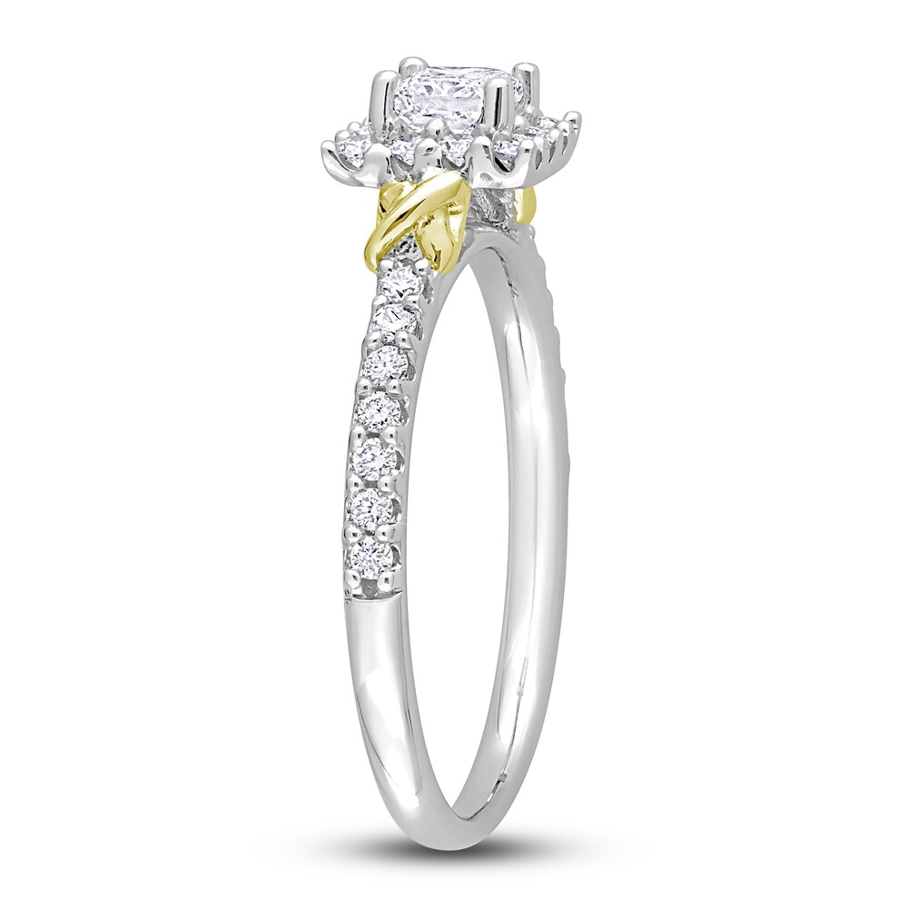 Diamond Y-Knot Ring 1/4 ct tw Princess/Round 14K Two-Tone Gold 1AarfNTh