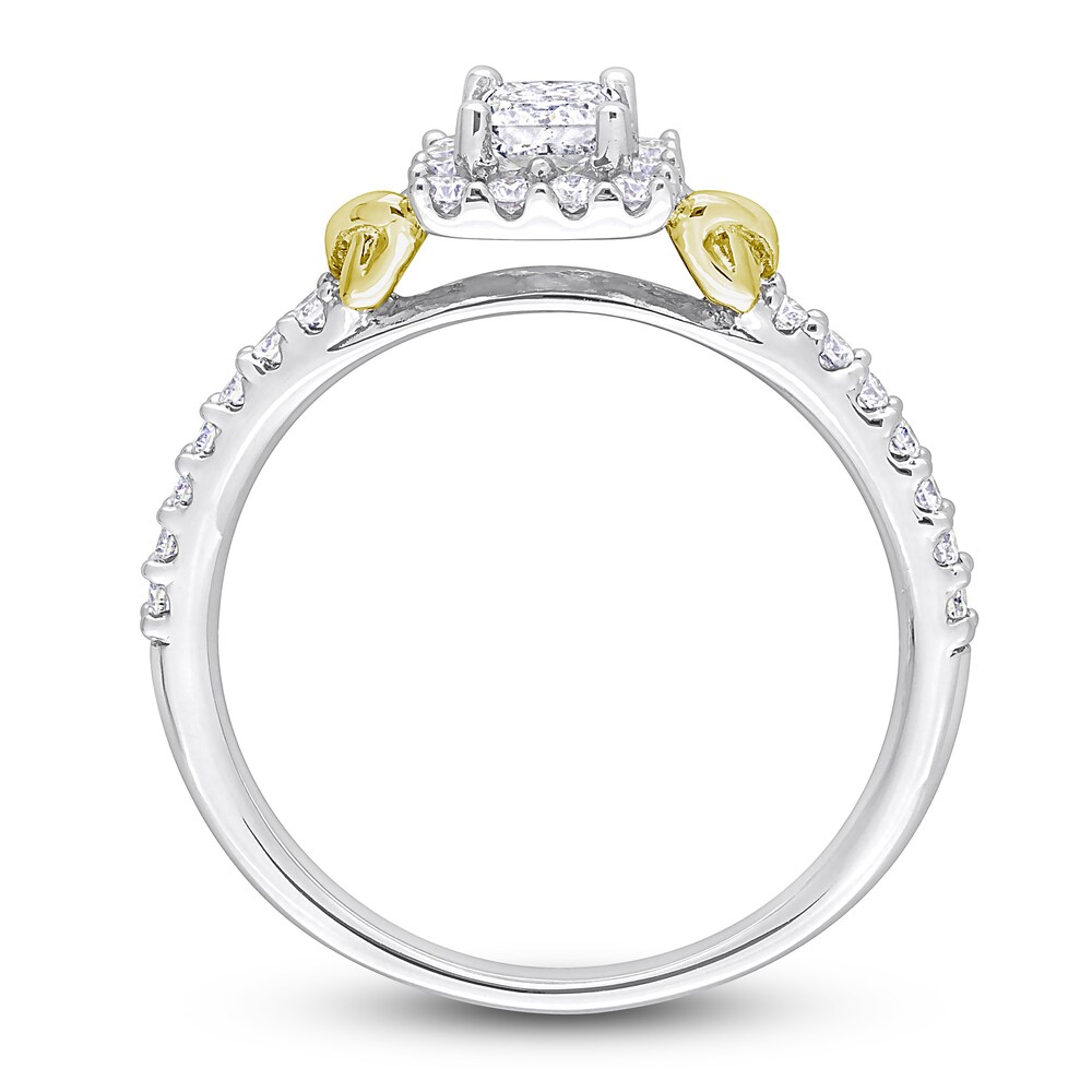 Diamond Y-Knot Ring 1/4 ct tw Princess/Round 14K Two-Tone Gold 1AarfNTh