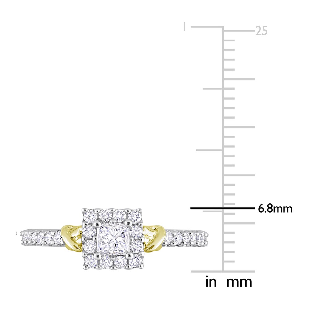 Diamond Y-Knot Ring 1/4 ct tw Princess/Round 14K Two-Tone Gold 1AarfNTh