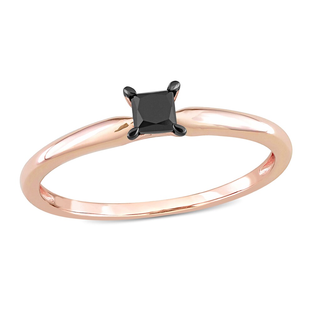 Black Diamond Solitaire Engagement Ring 1/4 ct tw Princess-cut 14K Rose Gold 1IgyGvTF