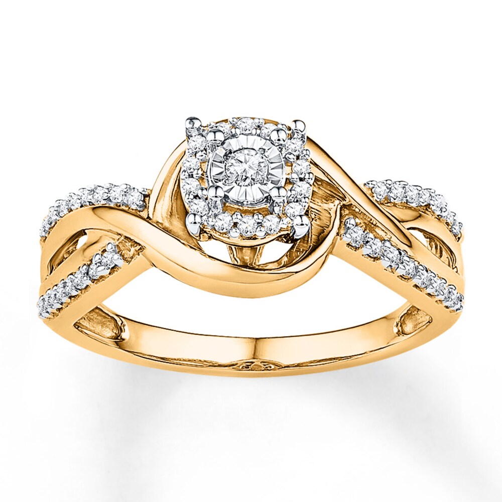 Diamond Promise Ring 1/4 ct tw Round 10K Yellow Gold 1OKH633P [1OKH633P]