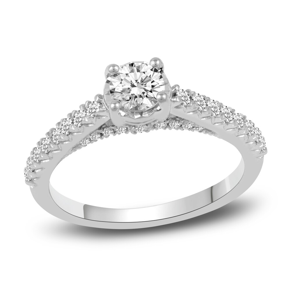 Diamond Engagement Ring 3/4 ct tw Round 14K White Gold 1OUvk6DB