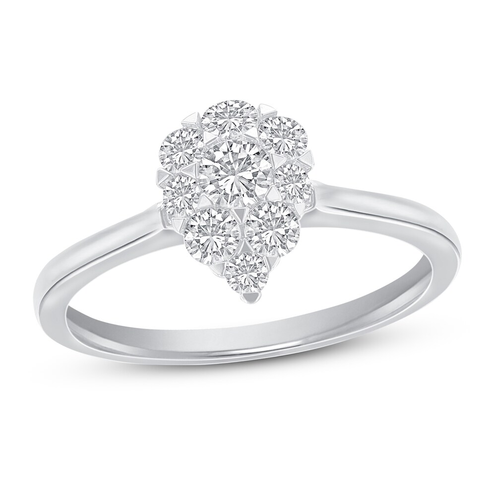Diamond Engagement Ring 5/8 ct tw Round 14K White Gold 1YHHh4OB