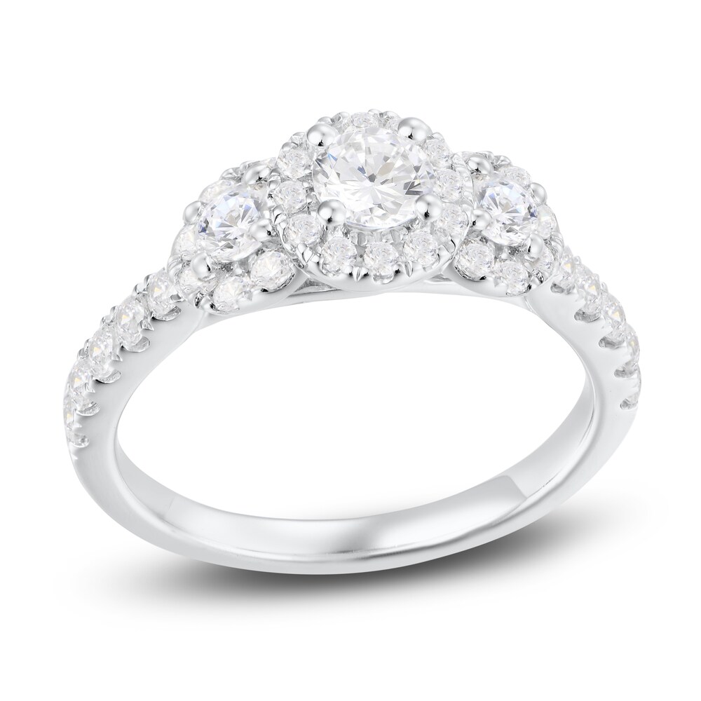 Diamond 3-Stone Engagement Ring 1-1/2 ct tw Round 14K White Gold 1cLBkanC