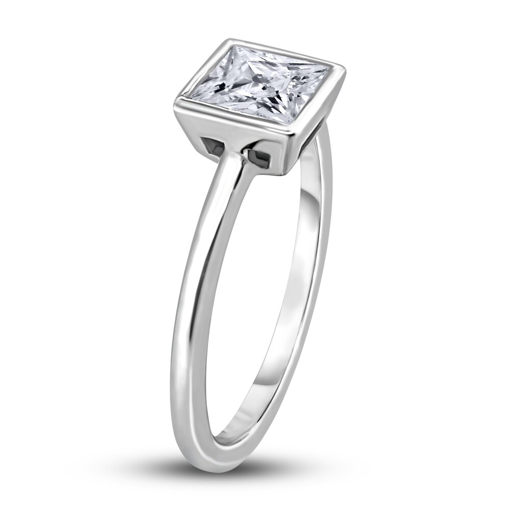 Diamond Solitaire Engagement Ring 3/4 ct tw Bezel-Set Princess 14K White Gold (I2/I) 1fCh5n6D