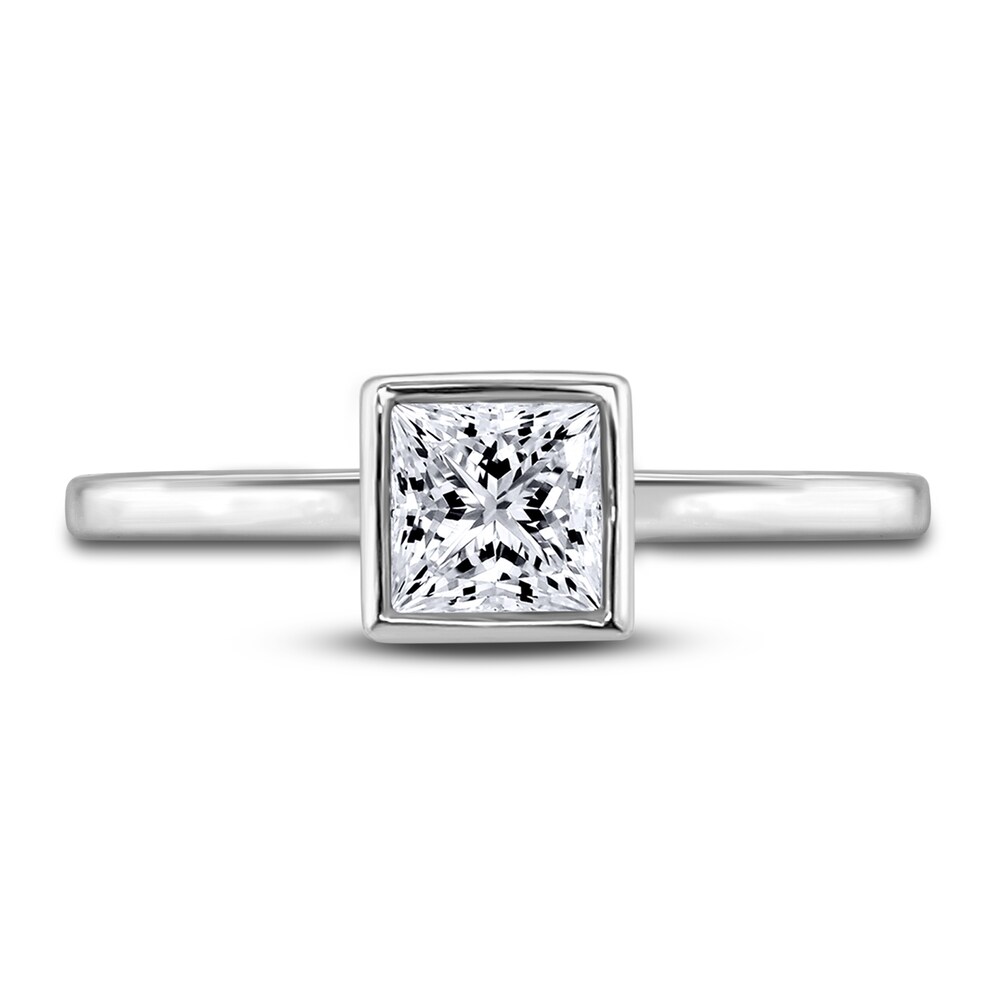 Diamond Solitaire Engagement Ring 3/4 ct tw Bezel-Set Princess 14K White Gold (I2/I) 1fCh5n6D