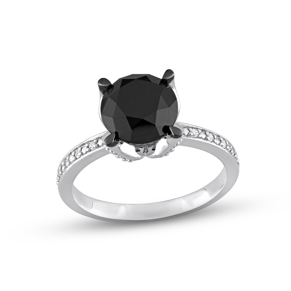 Black Diamond Engagement Ring 3 ct tw Round 14K White Gold 1fPbmFm4