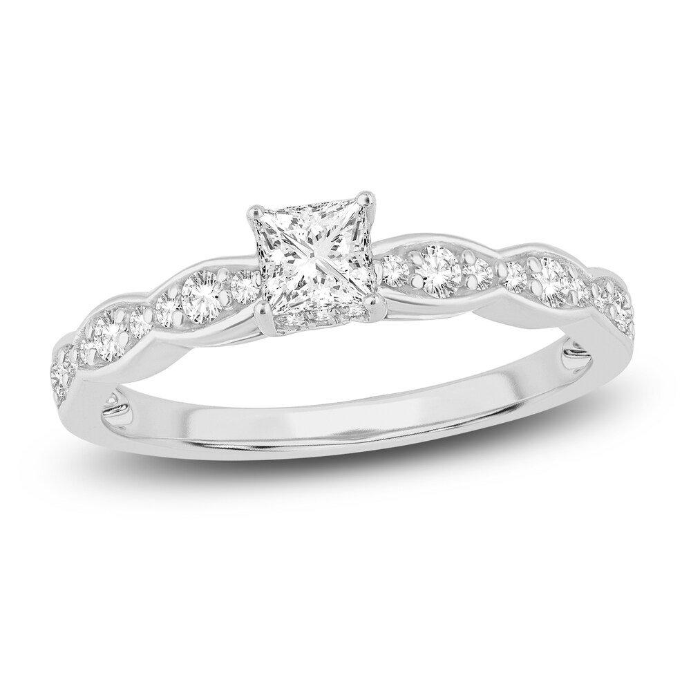 Diamond Engagement Ring 5/8 ct tw Princess/Round 14K White Gold 1fWwW2Op