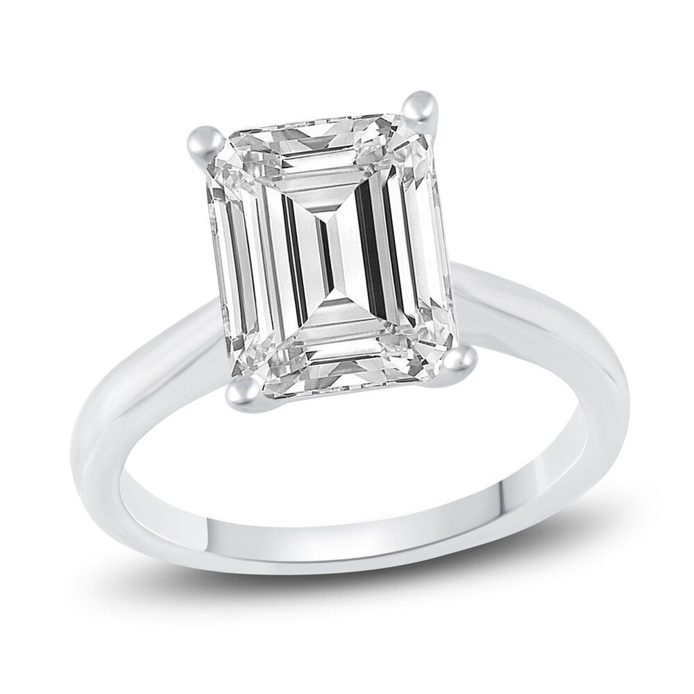 Lab-Created Diamond Solitaire Ring 3 ct tw Emerald 14K White Gold (F/VS2) 1oc1tsUY