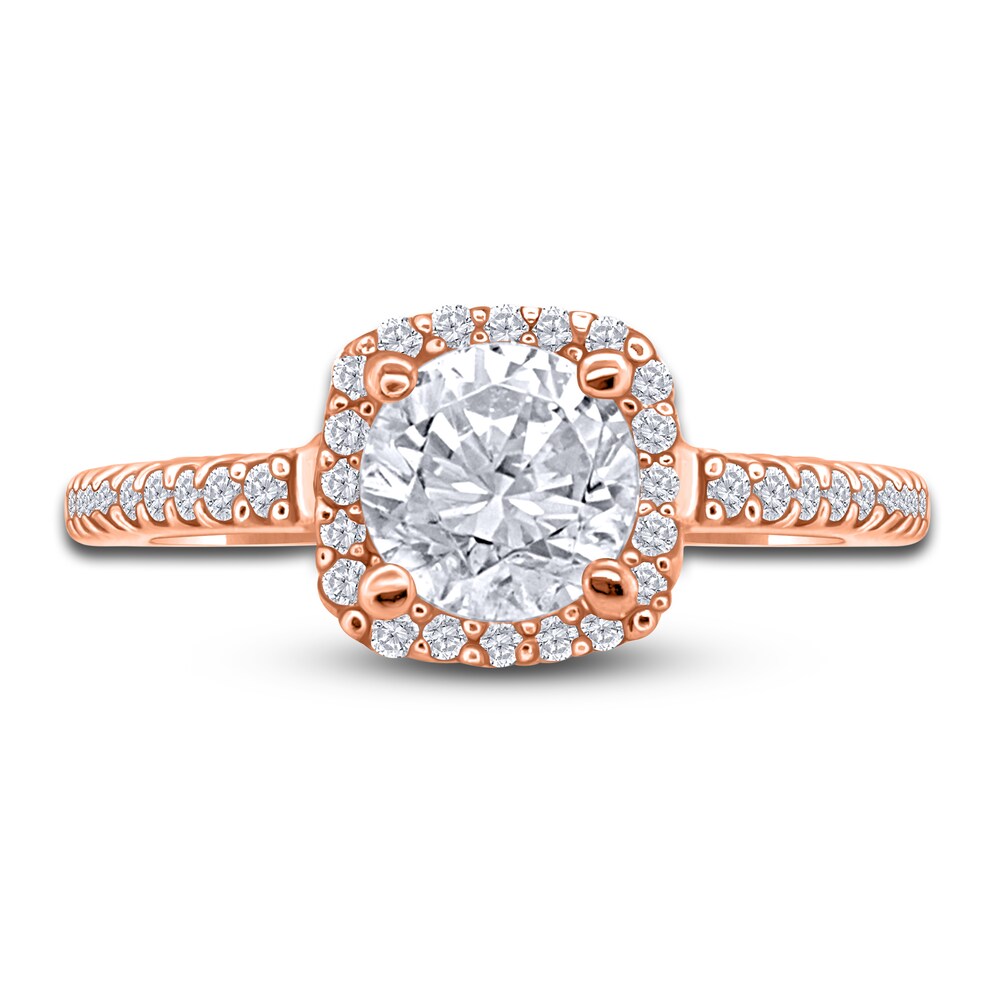 Diamond Halo Engagement Ring 1 ct tw Round 14K Rose Gold 1q8og1qZ