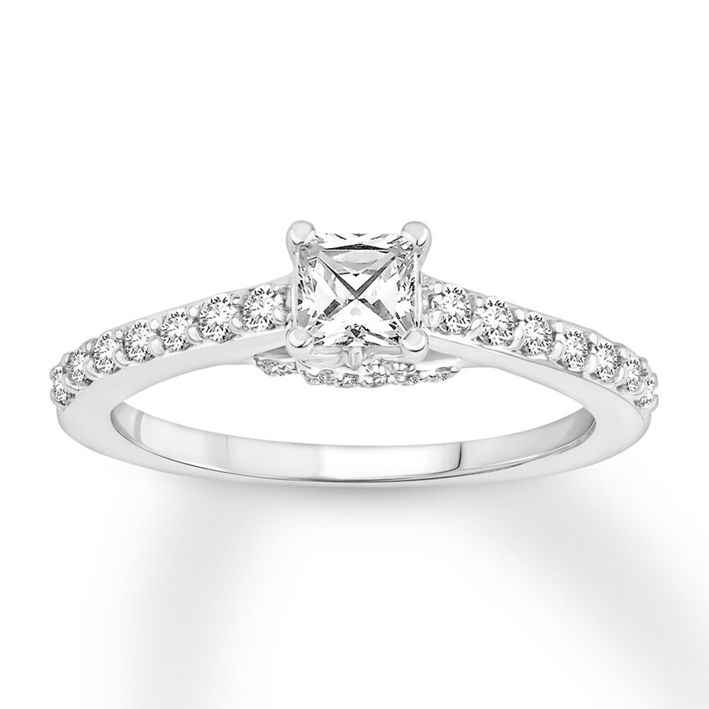 Diamond Engagement Ring 3/4 ct tw Princess-cut 14K White Gold 1toCl8cr
