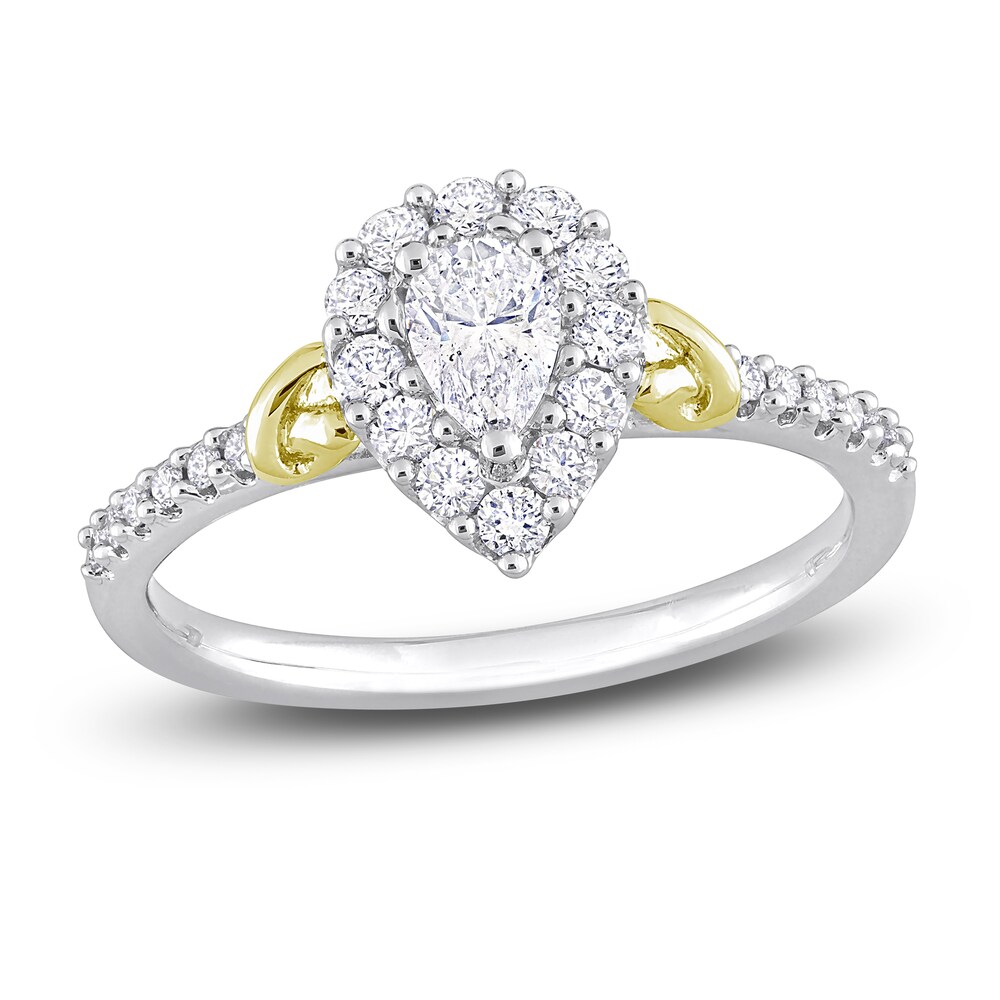 Diamond Y-Knot Ring 3/4 ct tw Pear/Round 14K Two-Tone Gold 2BAqDrRj