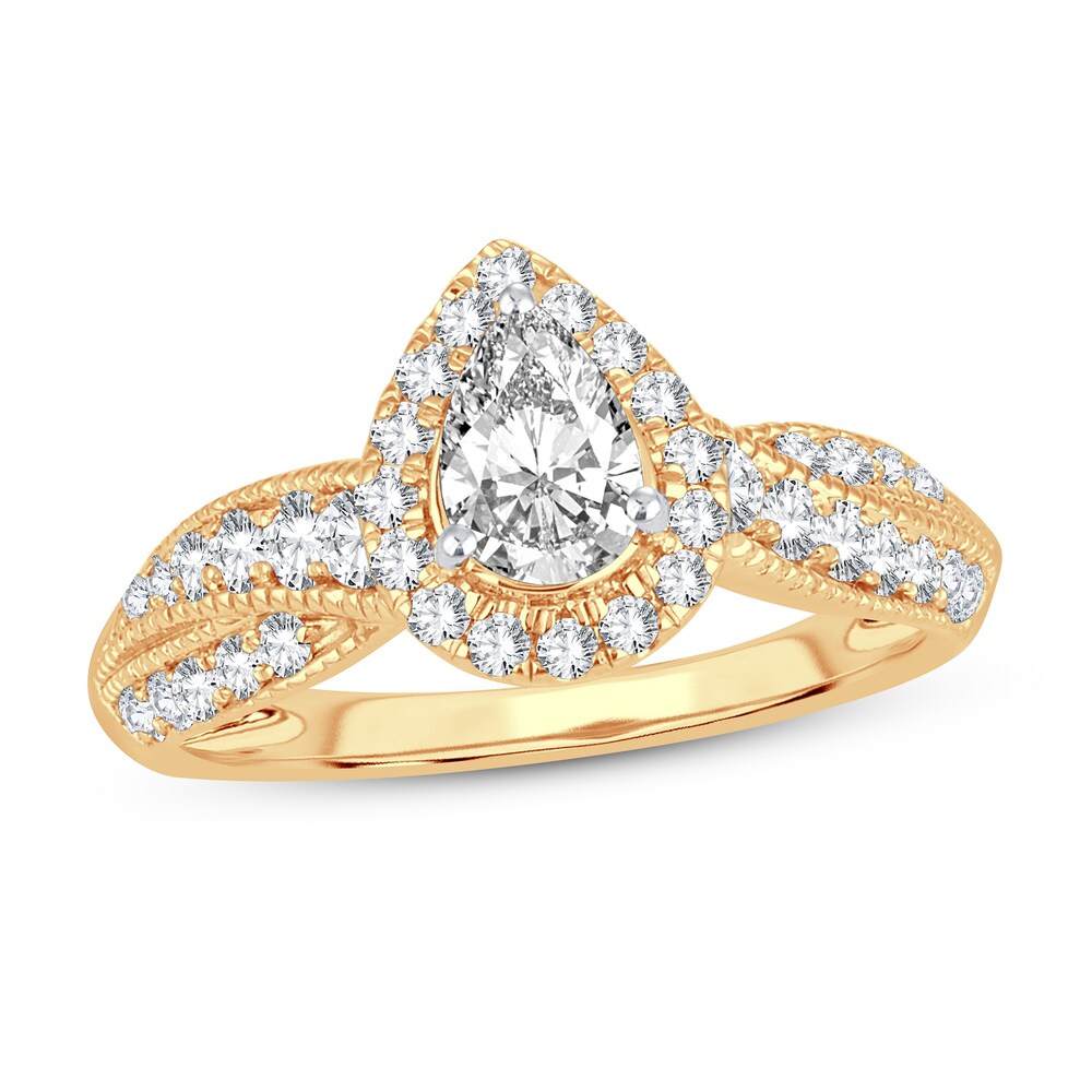 Diamond Engagement Ring 1 ct tw Round/Pear-shaped 14K Yellow Gold 2Fb4qpjw