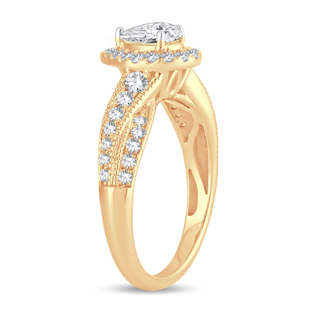 Diamond Engagement Ring 1 ct tw Round/Pear-shaped 14K Yellow Gold 2Fb4qpjw