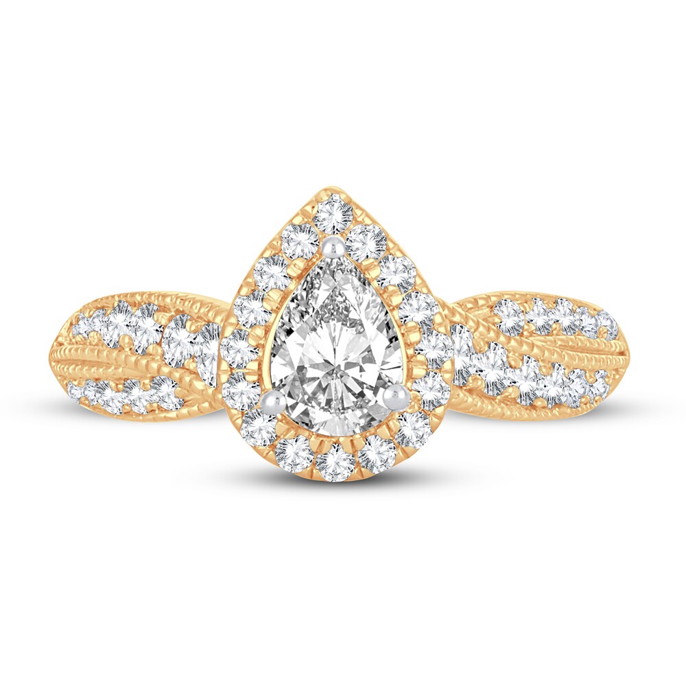 Diamond Engagement Ring 1 ct tw Round/Pear-shaped 14K Yellow Gold 2Fb4qpjw