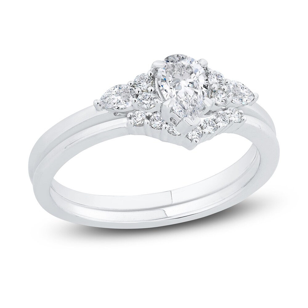 Diamond Engagement Ring 5/8 ct tw Pear-shaped/Round 14K White Gold 2Jc0Ctzi