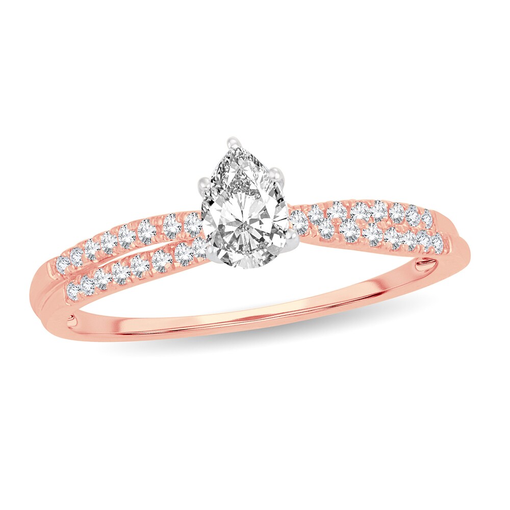 Diamond Ring 1/2 ct tw Pear-shaped 14K Rose Gold 2LCRdx1F