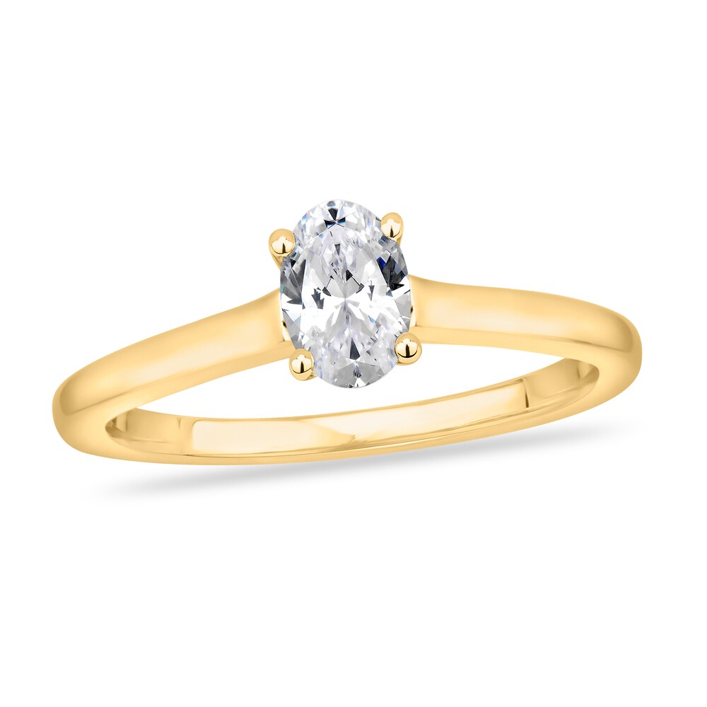 Diamond Solitaire Engagement Ring 1 ct tw Oval-cut 14K Yellow Gold (I2/I) 2QfZ8Hpr