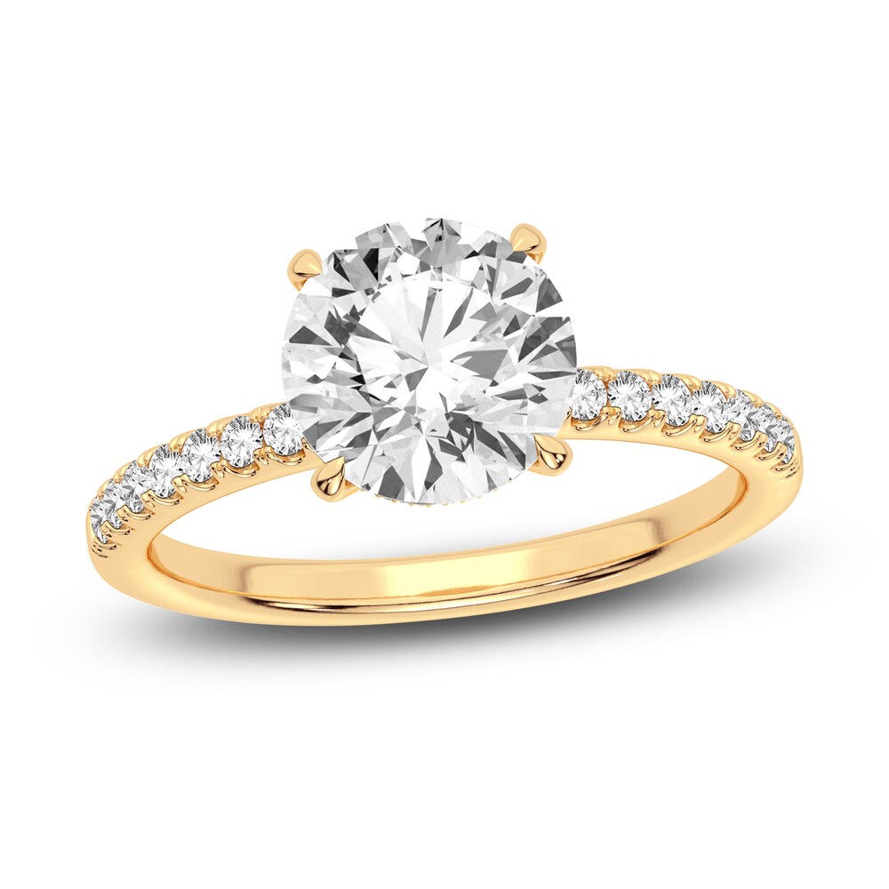 Lab-Created Diamond Engagement Ring 2-1/4 ct tw Round 14K Yellow Gold 2THlVd2v