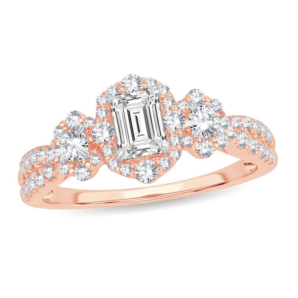 Diamond Ring 1-1/10 ct tw Emerald-cut 14K Rose Gold 2ToxQffH