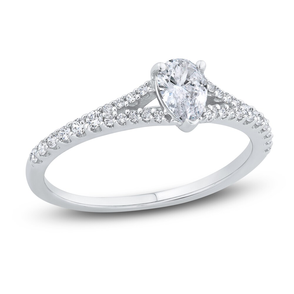 Diamond Engagement Ring 5/8 ct tw Pear-shaped/Round 14K White Gold 2fH1FczJ