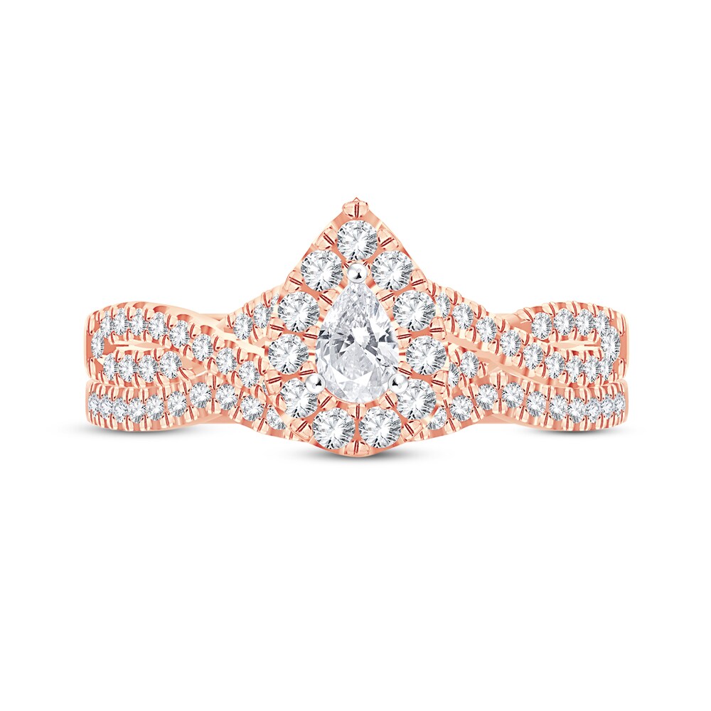 Diamond Bridal Set 3/4 ct tw Pear-shaped/Round-cut 14K Rose Gold 2fcPBJ1A