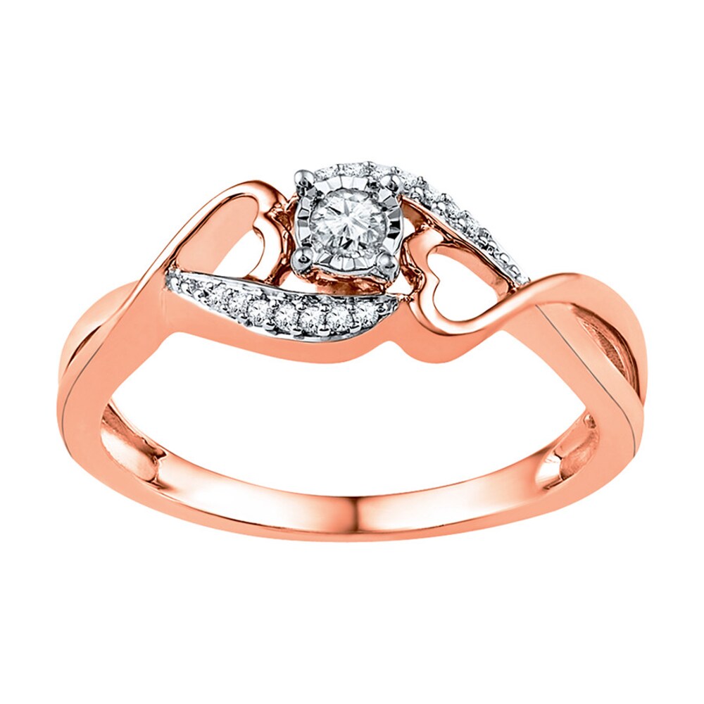 Diamond Promise Ring 1/8 ct tw Round-cut 10K Rose Gold 2hQc1Ygy [2hQc1Ygy]