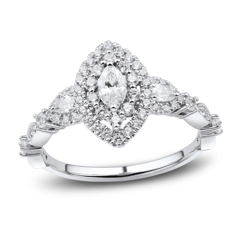 Diamond Engagement Ring 3/4 ct tw Marquise/Round 14K White Gold 2ldKuTpO