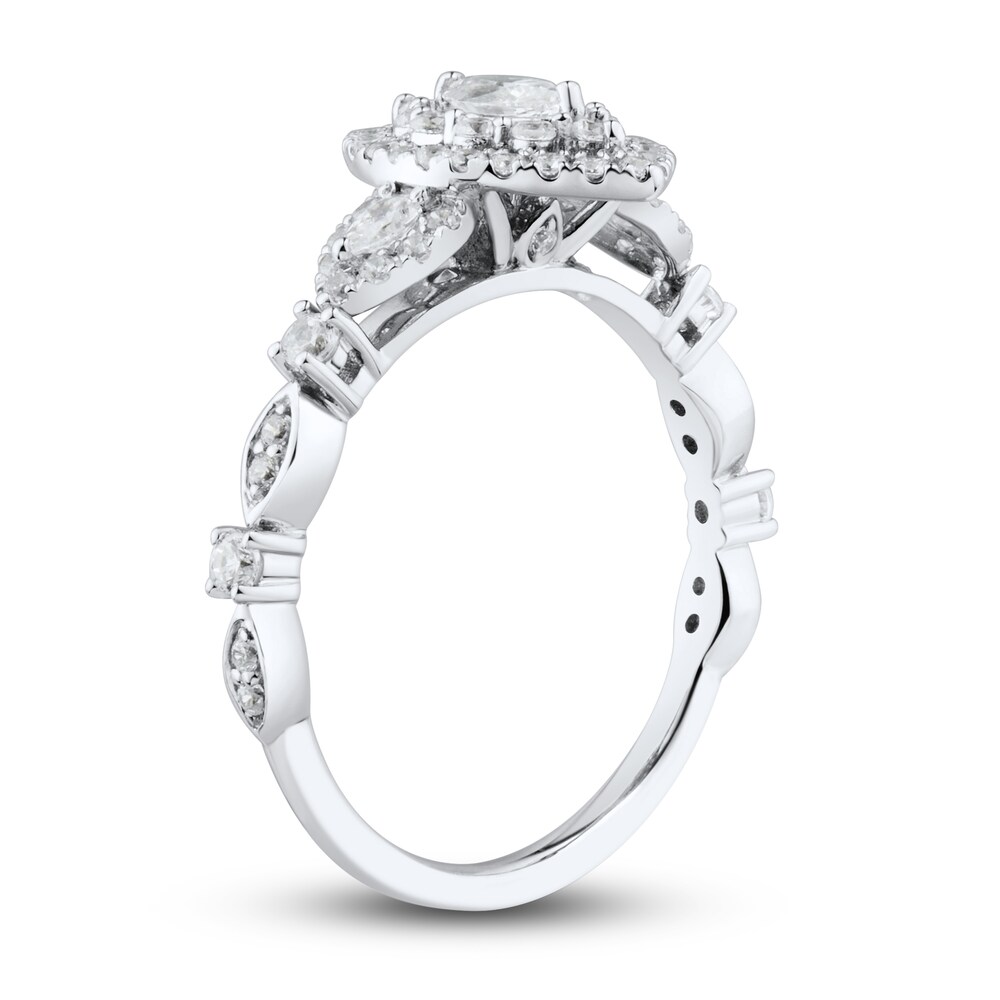 Diamond Engagement Ring 3/4 ct tw Marquise/Round 14K White Gold 2ldKuTpO