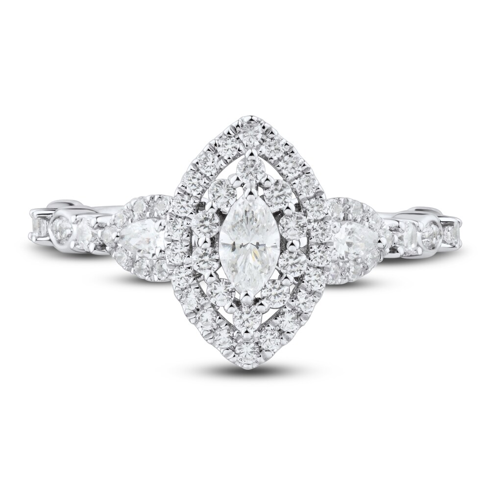 Diamond Engagement Ring 3/4 ct tw Marquise/Round 14K White Gold 2ldKuTpO