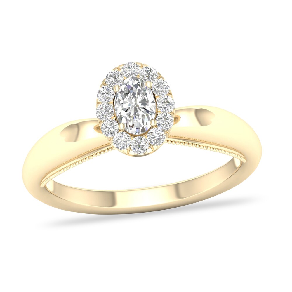 Diamond Ring 1/2 ct tw Oval/Round-cut 14K Yellow Gold 2nEPjaUk