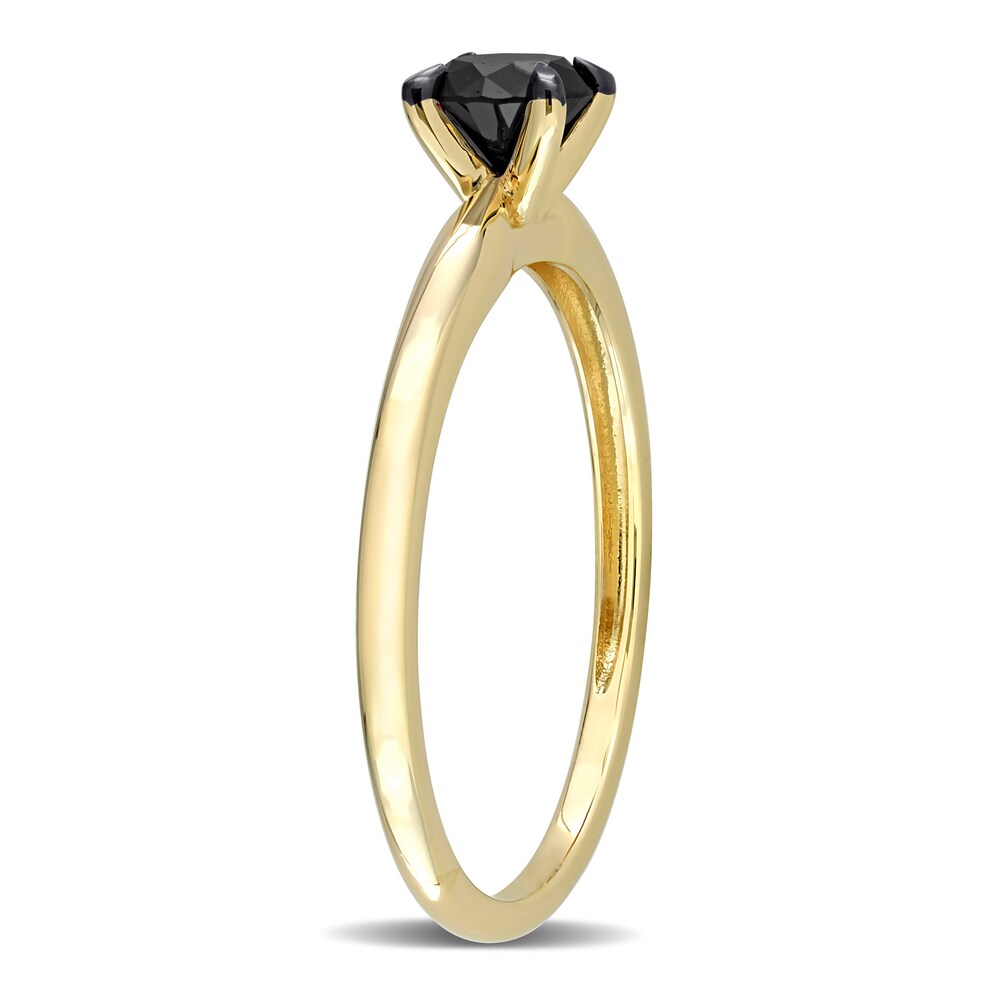 Black Diamond Solitaire Engagement Ring 1/2 ct tw Round-cut 14K Yellow Gold 2nUTAIwg