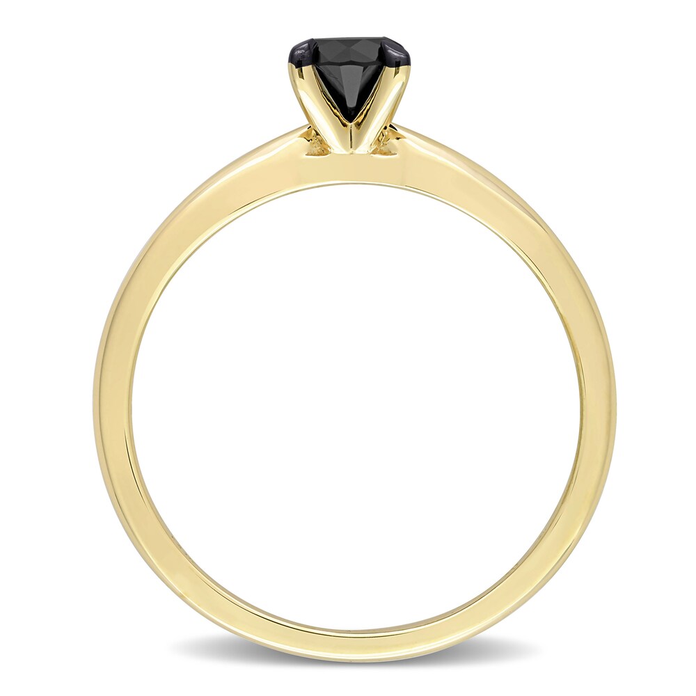 Black Diamond Solitaire Engagement Ring 1/2 ct tw Round-cut 14K Yellow Gold 2nUTAIwg