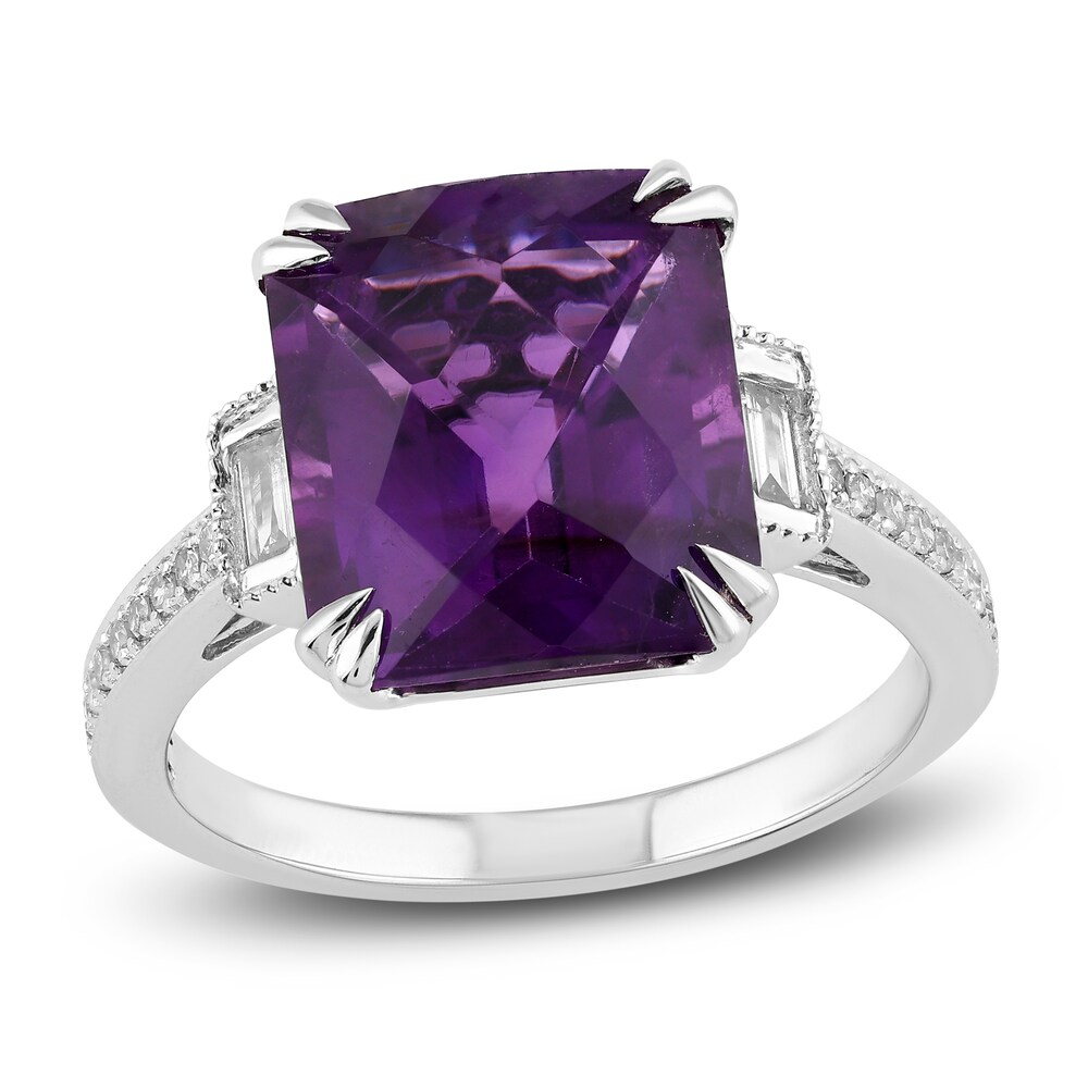 Natural Amethyst Engagement Ring 1/5 ct tw Diamonds 14K White Gold 2sJ79Qj1