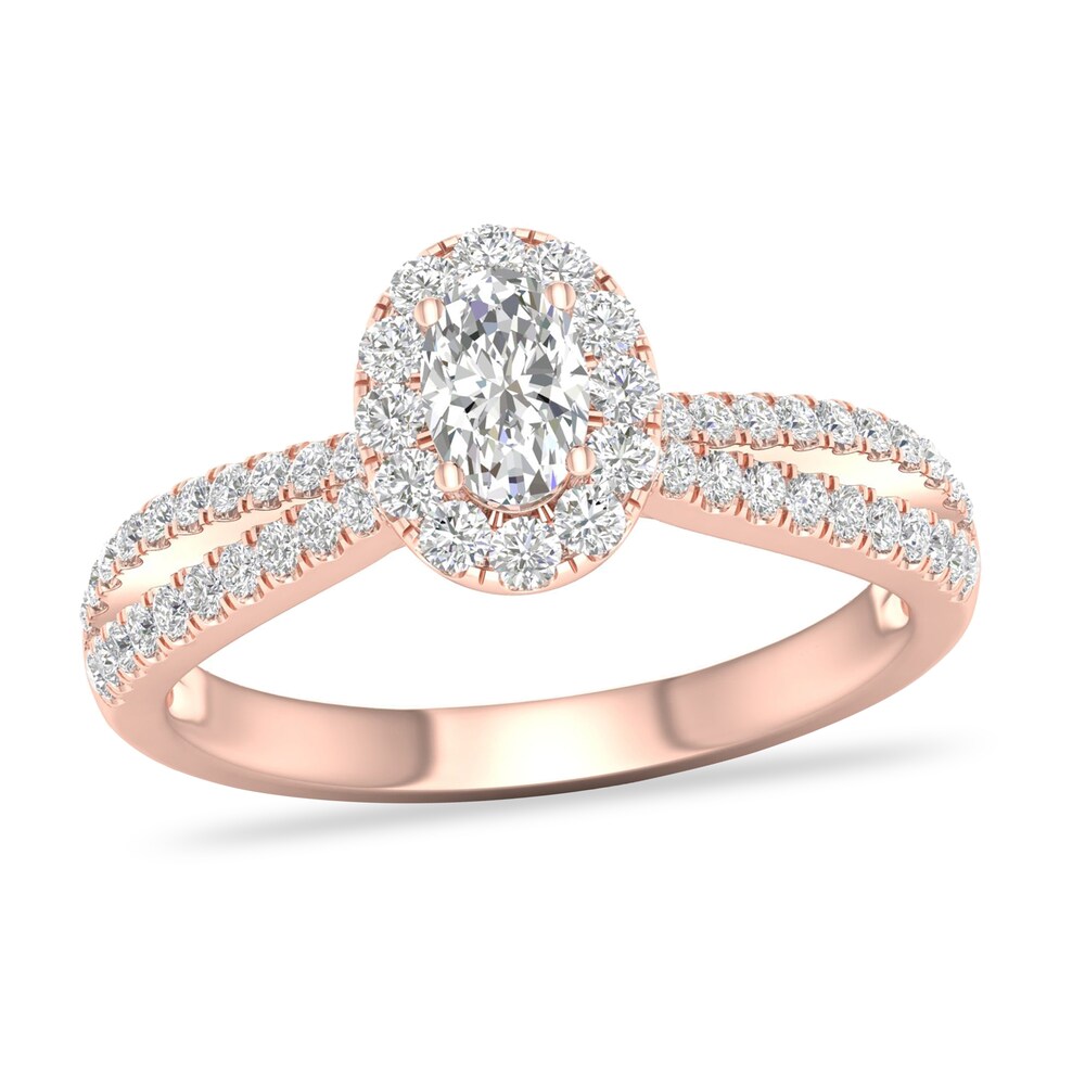 Diamond Ring 3/4 ct tw Round-cut 14K Rose Gold 2tYVgv36