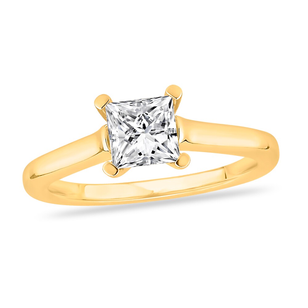 Diamond Solitaire Engagement Ring 1 ct tw Princess-cut 14K Yellow Gold (I2/I) 2xAwvAVx