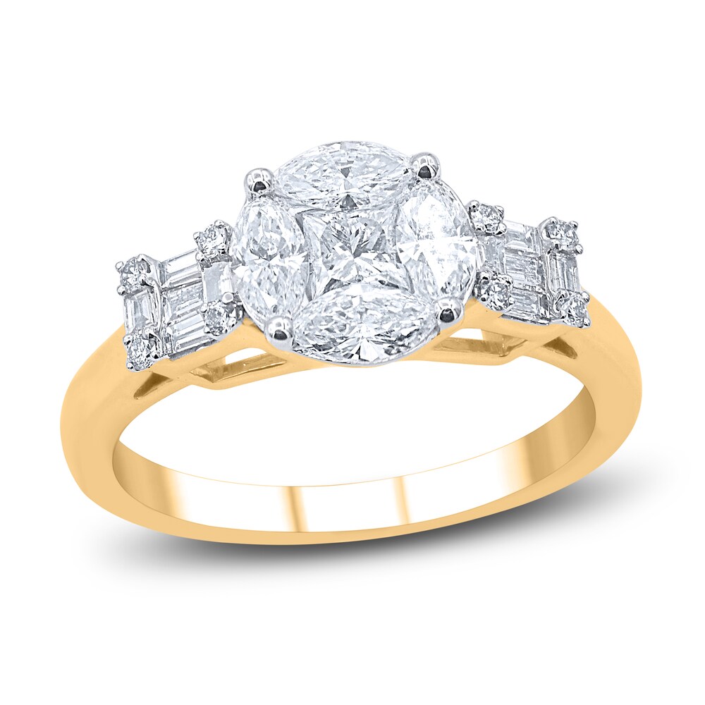 Diamond Engagement Ring 1 ct tw Princess/Marquise/ Round/Baguette 14K Yellow Gold 31ViIgoh