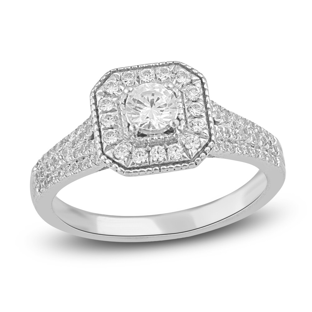 Diamond Engagement Ring 3/4 ct tw Round 14K White Gold 36BBoipa