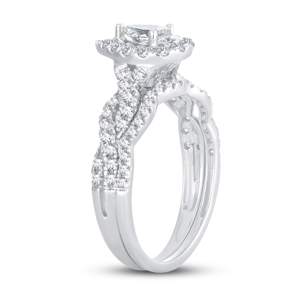 Diamond Bridal Set 1 ct tw Pear-shaped/Round-cut 14K White Gold 36G28bmg