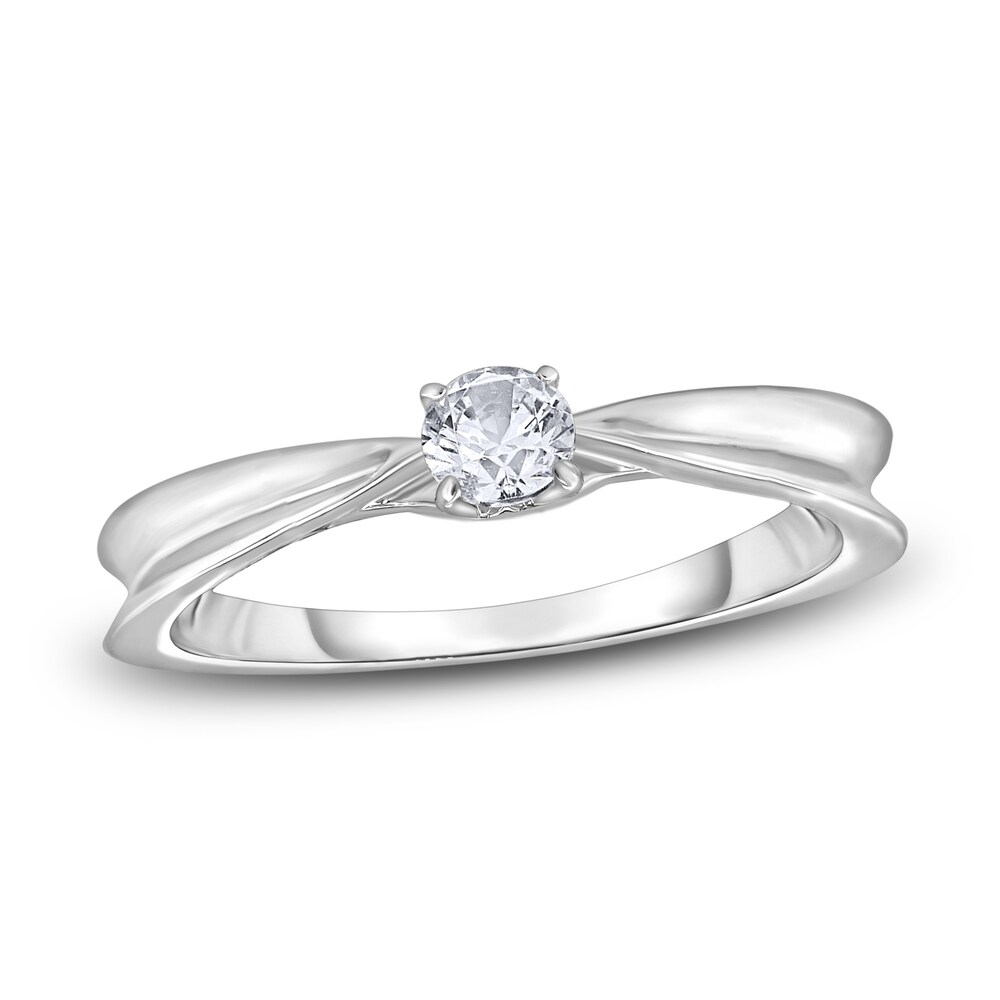 Diamond Solitaire Concave Engagement Ring 1/4 ct tw Round 14K White Gold (I2/I) 37VJhN54