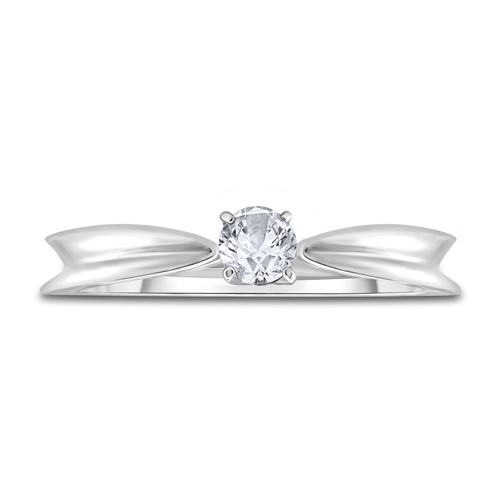 Diamond Solitaire Concave Engagement Ring 1/4 ct tw Round 14K White Gold (I2/I) 37VJhN54