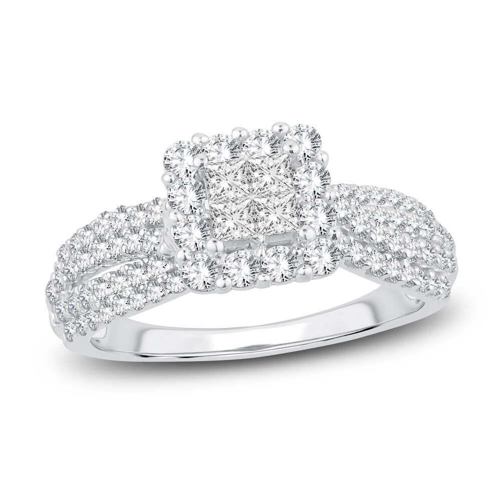 Diamond Ring 1 ct tw Round/Princess 14K White Gold 397FVZJb