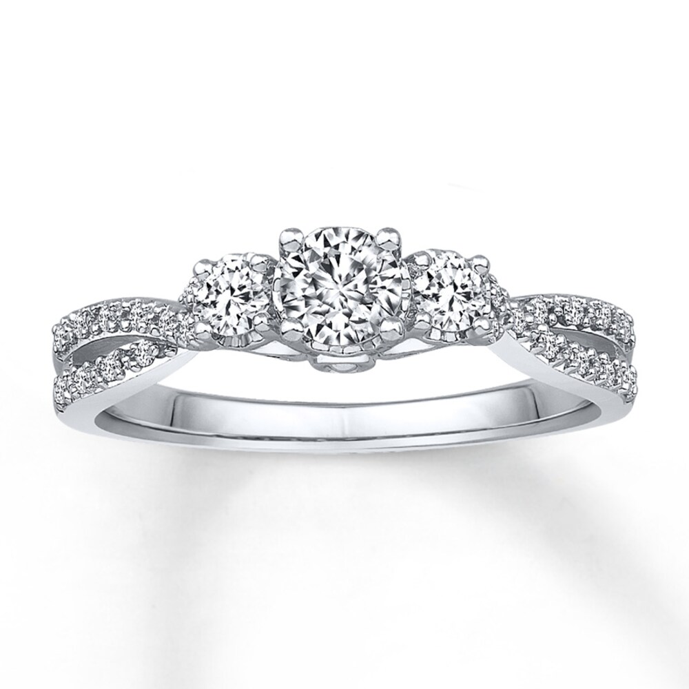 Diamond Engagement Ring 1/2 ct tw Round-cut 14K White Gold 3KPCAEGu