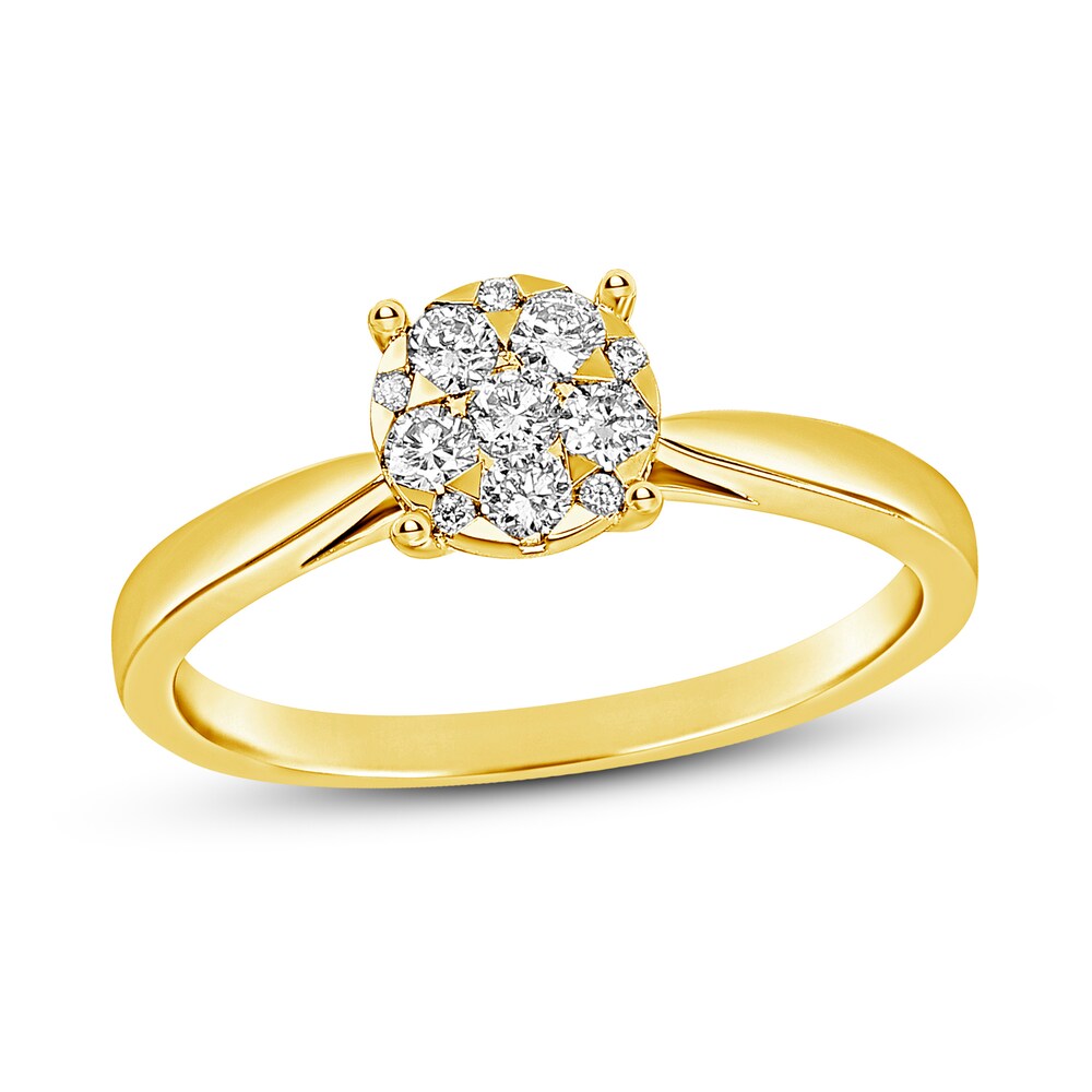 Diamond Engagement Ring 1/4 ct tw Round 14K Yellow Gold 3QyYo9QE