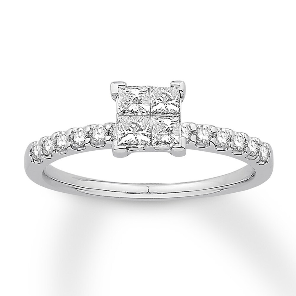 Diamond Engagement Ring 5/8 ct tw Princess/Round 14K White Gold 3SCwSYKI